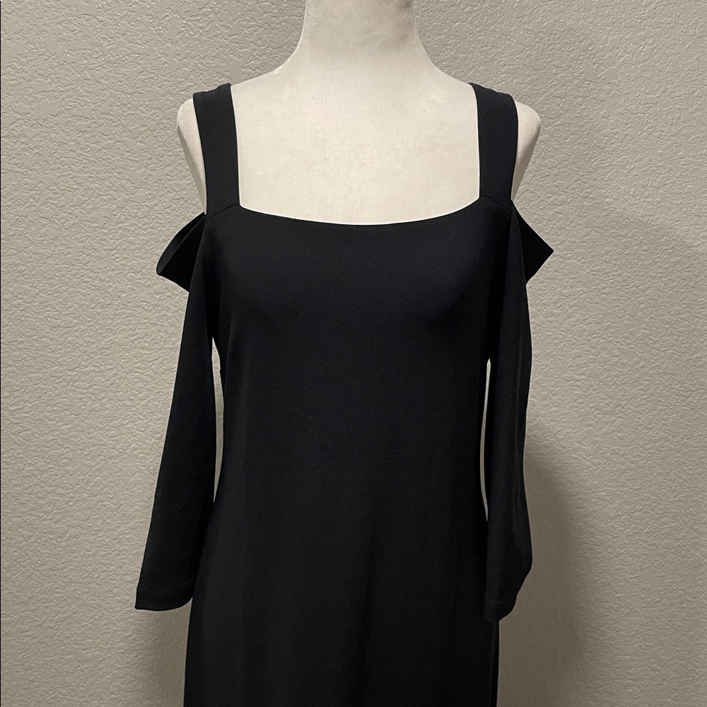 Boston Proper Black Gown, floor length dress
Over shoulder straps 3/4 Sleeves - Picture 2 of 8